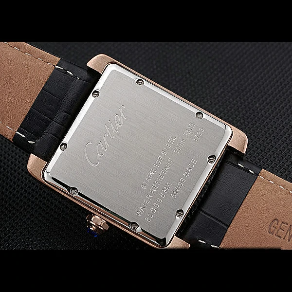 Cartier Tank MC Black Dial Gold Case Black Leather Strap new60469