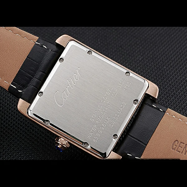 Cartier Tank MC Brown Dial Gold Case Black Leather Strap new60470