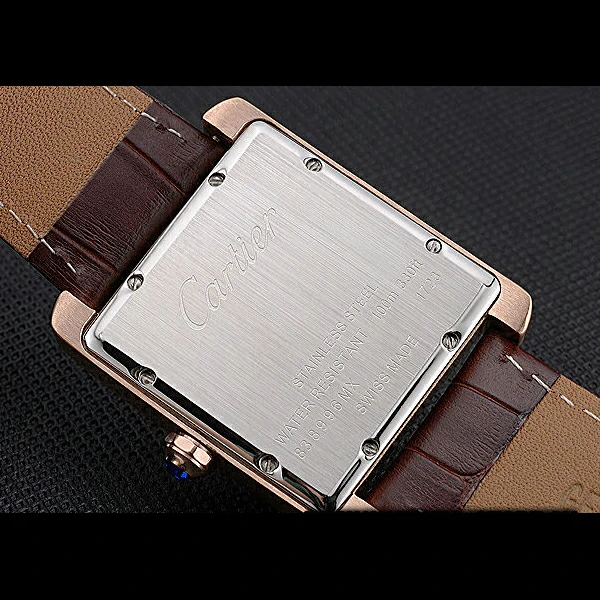Cartier Tank MC Black Dial Gold Case Brown Leather Strap new60471