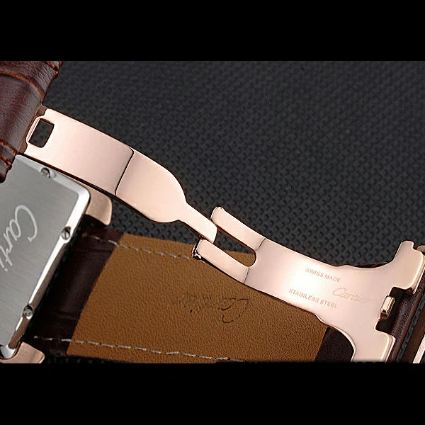 Cartier Tank MC Black Dial Gold Case Brown Leather Strap new60471