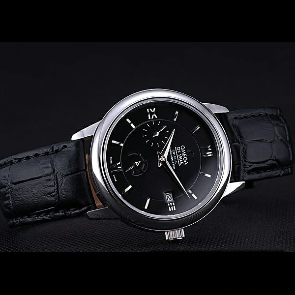 Omega DeVille Prestige Black Dial Stainless Steel Case Black Leather Bracelet new60479