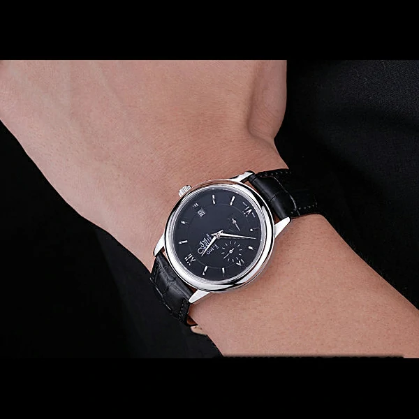 Omega DeVille Prestige Black Dial Stainless Steel Case Black Leather Bracelet new60479