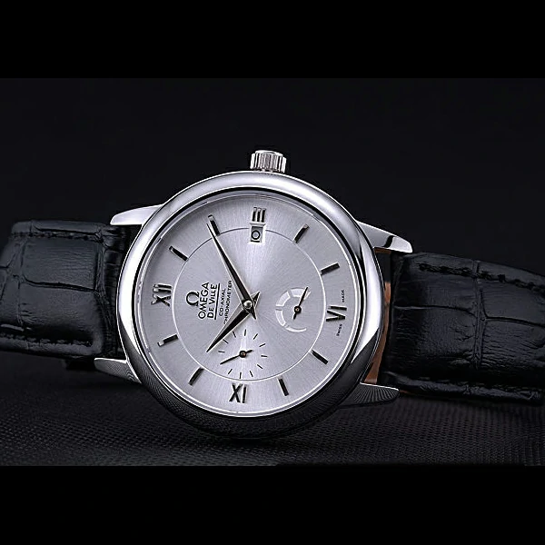 Omega DeVille Prestige Silver Dial Stainless Steel Case Black Leather Bracelet new60480