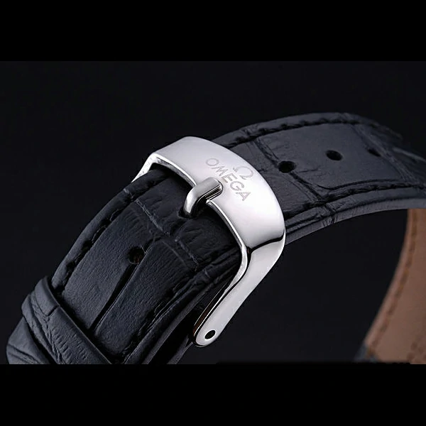 Omega DeVille Prestige Silver Dial Stainless Steel Case Black Leather Bracelet new60480