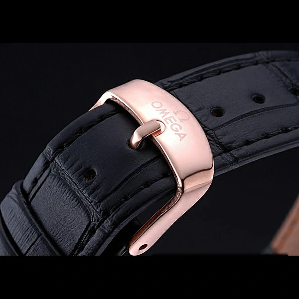 Omega DeVille Prestige Silver Dial Gold Case Black Leather Bracelet new60482
