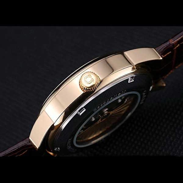 Omega DeVille Prestige Silver Dial Gold Case Brown Leather Bracelet new60483