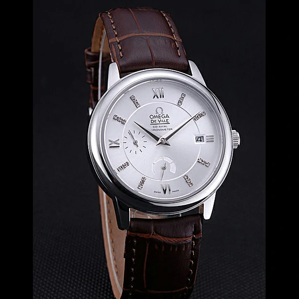 Omega DeVille Prestige Silver Dial Stainless Steel Case Brown Leather Bracelet new60484