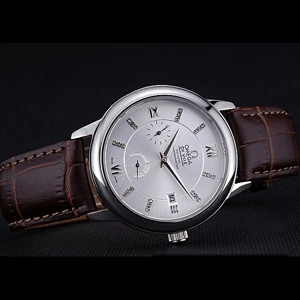 Omega DeVille Prestige Silver Dial Stainless Steel Case Brown Leather Bracelet new60484
