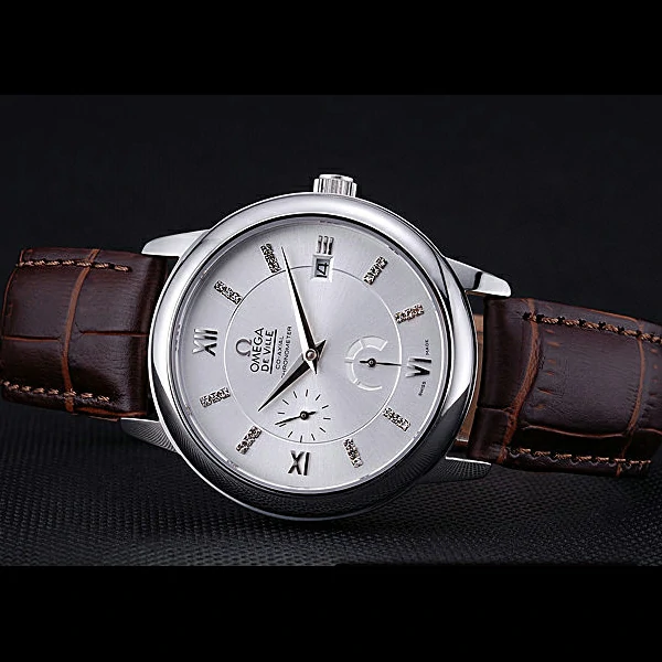 Omega DeVille Prestige Silver Dial Stainless Steel Case Brown Leather Bracelet new60484