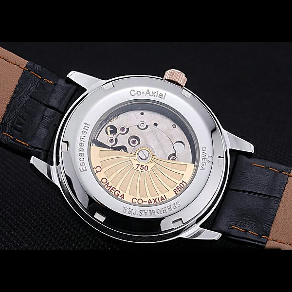 Omega DeVille Prestige Black Dial Gold Case Black Leather Bracelet new60485