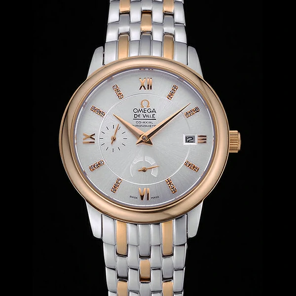 Omega DeVille Prestige Silver Dial Stainless Steel And Gold Bracelet new60486