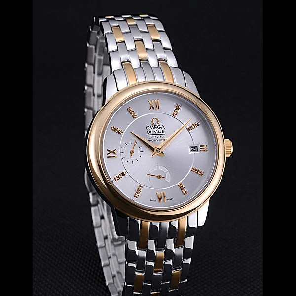 Omega DeVille Prestige Silver Dial Stainless Steel And Gold Bracelet new60486