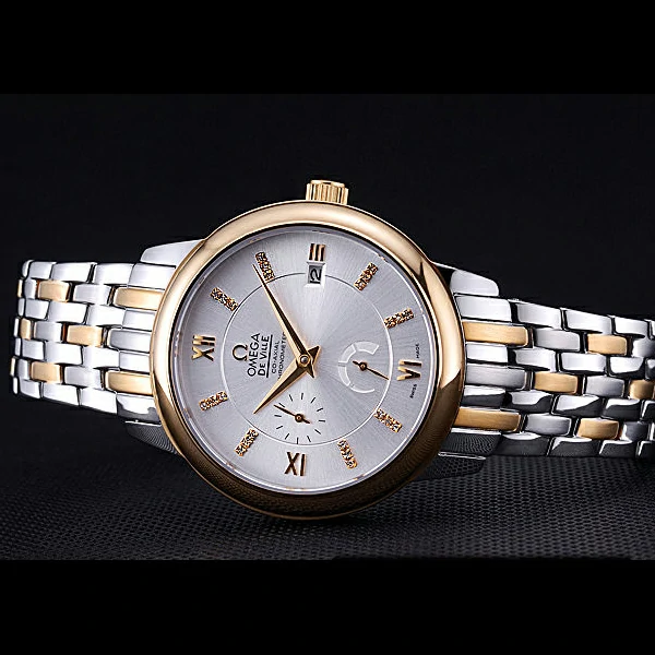 Omega DeVille Prestige Silver Dial Stainless Steel And Gold Bracelet new60486