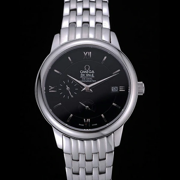 Omega DeVille Prestige Black Dial Stainless Steel Bracelet new60487