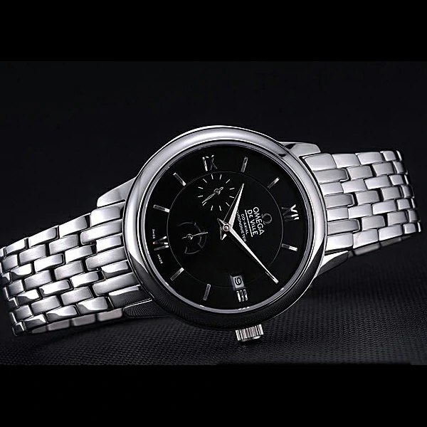 Omega DeVille Prestige Black Dial Stainless Steel Bracelet new60487
