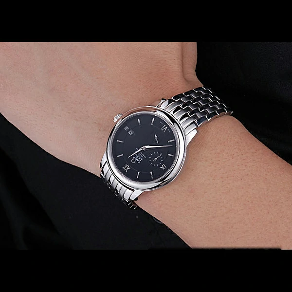 Omega DeVille Prestige Black Dial Stainless Steel Bracelet new60487