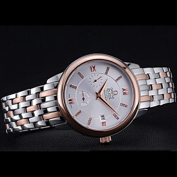 Omega DeVille Prestige Silver Dial Stainless Steel And Rose Gold Bracelet new60488