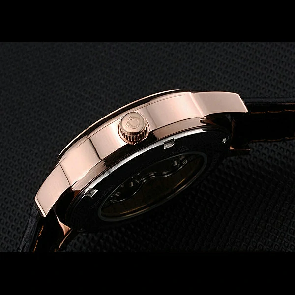 Omega DeVille Prestige Small Seconds Black Dial Gold Case Black Leather Bracelet new60490