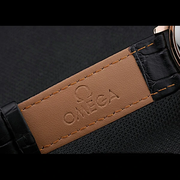 Omega DeVille Prestige Small Seconds Black Dial Gold Case Black Leather Bracelet new60490