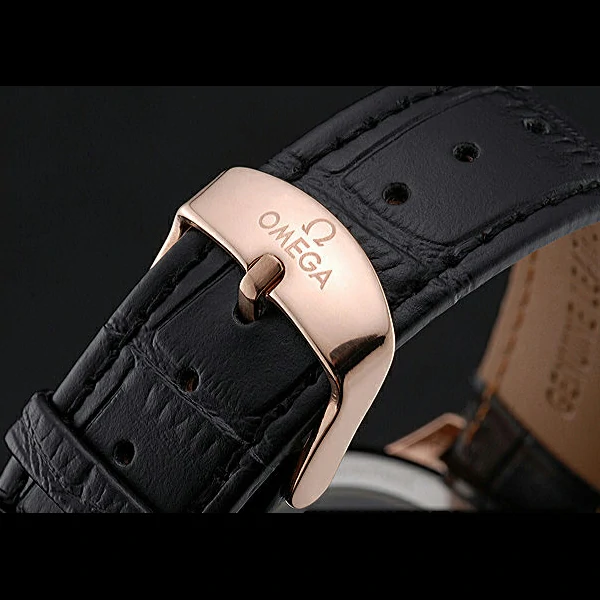 Omega DeVille Prestige Small Seconds Black Dial Gold Case Black Leather Bracelet new60490
