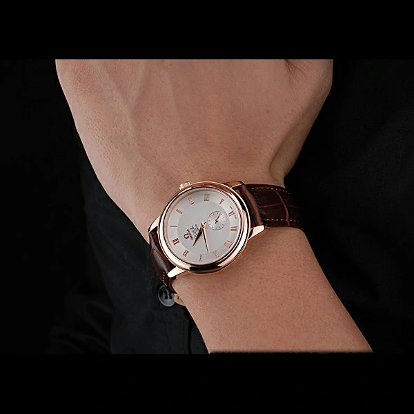 Omega DeVille Prestige Small Seconds White Dial Gold Case Brown Leather Bracelet new60491