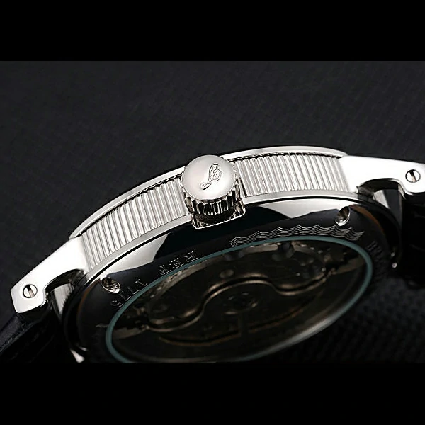 Breguet Duo Tourbillon Silver Case Black Dial Black Leather Bracelet new60509