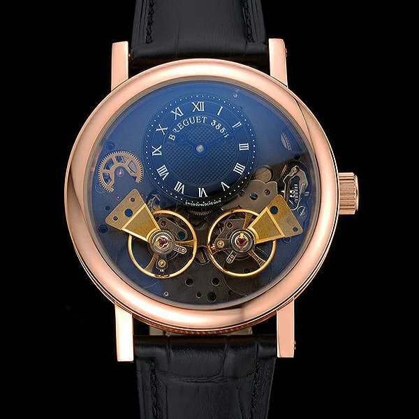 Breguet Duo Tourbillon Gold Case Black Dial Black Leather Bracelet new60511