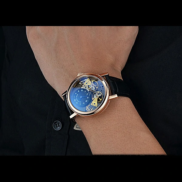 Breguet Duo Tourbillon Gold Case Black Dial Black Leather Bracelet new60511