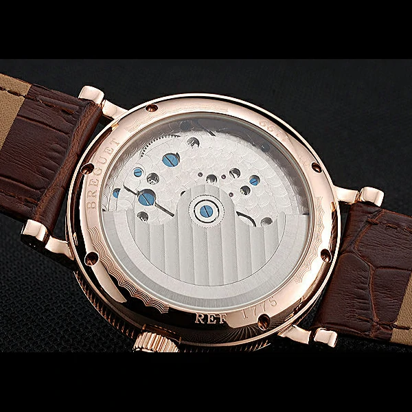 Breguet Duo Tourbillon Gold Case White Dial Brown Leather Bracelet new60512
