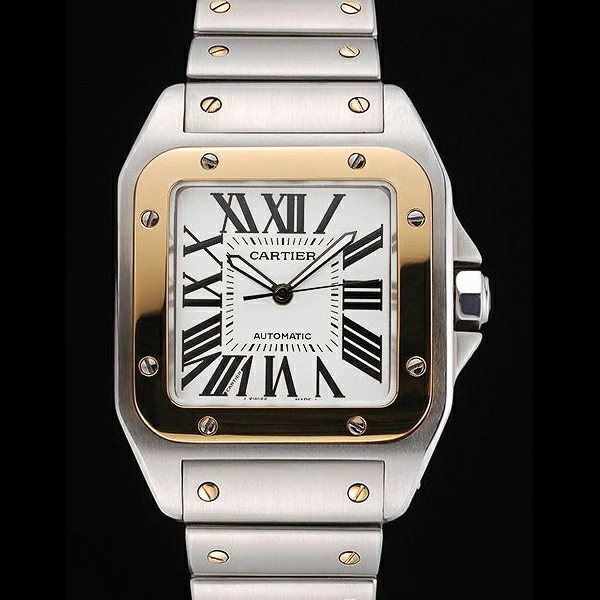 Cartier Santos De Cartier Galbee Yellow Gold and Steel Case Steel Bracelet new60527