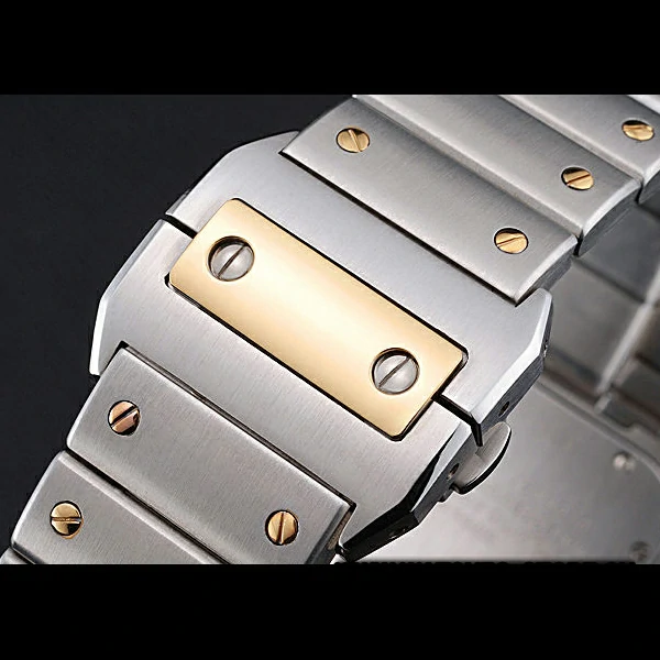 Cartier Santos De Cartier Galbee Yellow Gold and Steel Case Steel Bracelet new60527