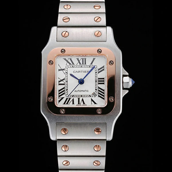 Cartier Santos De Cartier Galbee Rose Gold and Steel Case Steel Bracelet Small new60529