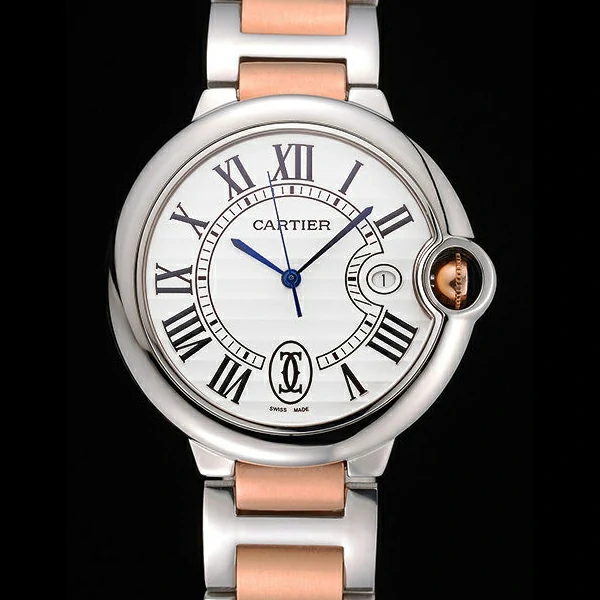 Ballon Blue De Cartier Steel Case White Dial Roman Numerals Two Tone Bracelet new60530