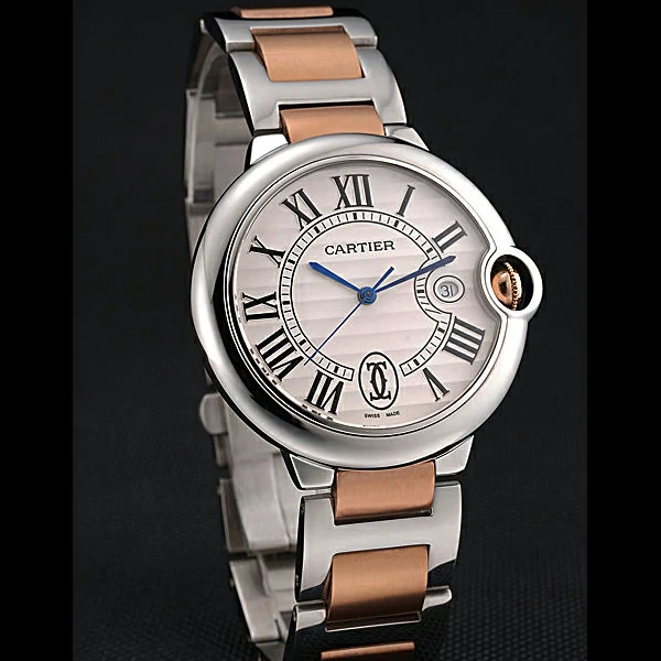Ballon Blue De Cartier Steel Case White Dial Roman Numerals Two Tone Bracelet new60530