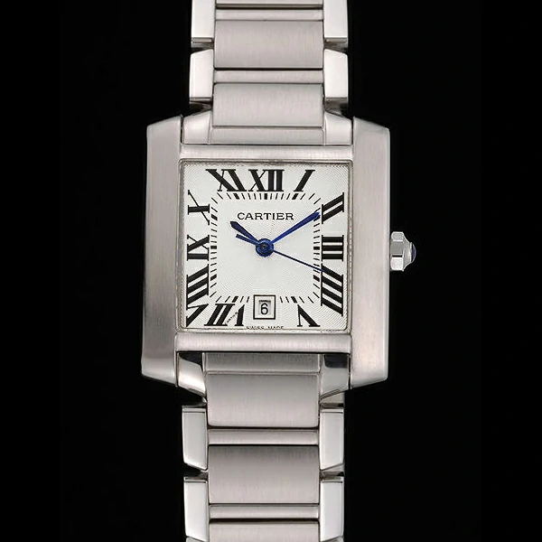 Cartier Tank Francaise Steel Case White Dial Roman Numerals Stainless Steel Bracelet new60533