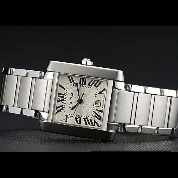 Cartier Tank Francaise Steel Case White Dial Roman Numerals Stainless Steel Bracelet new60533