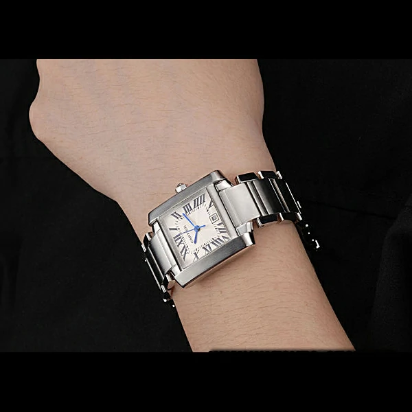 Cartier Tank Francaise Steel Case White Dial Roman Numerals Stainless Steel Bracelet new60533