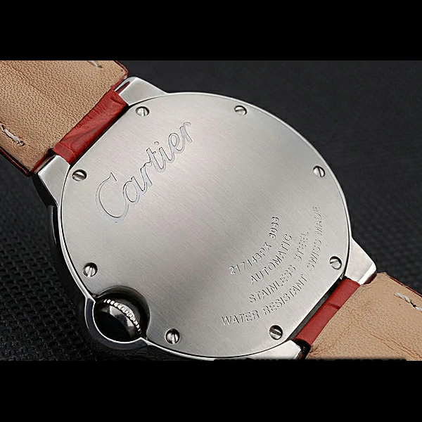 Ballon Blue de Cartier Diamond Steel Case Diamond Dial Red Leather Bracelet new60534