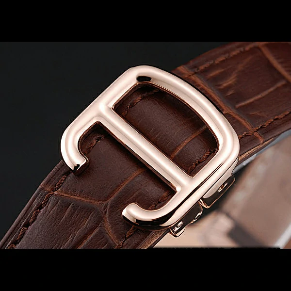 Ballon Blue De Cartier Gold Case White Dial Roman Numerals Brown Leather Bracelet new60535