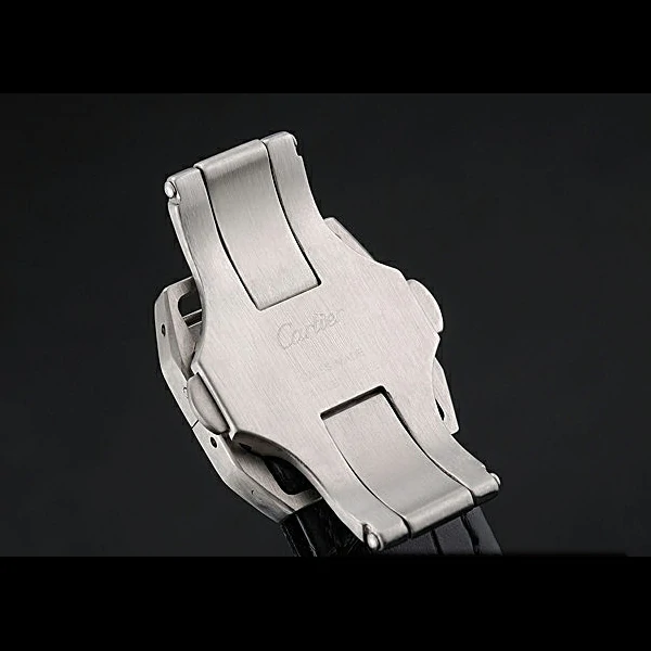Cartier Santos Dumont Diamond Case White Dial Roman Numerals Black Leather Bracelet new60536