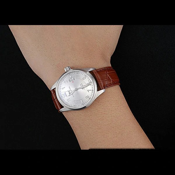 IWC Mark XVII Stainless Steel Case Silver Dial Brown Leather Bracelet new60592