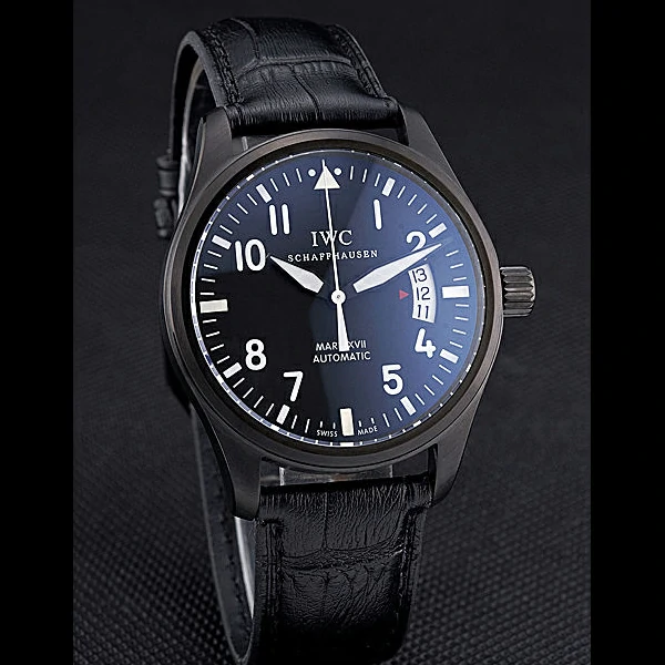 IWC Mark XVII Black Steel Case Black Dial Black Leather Bracelet new60593