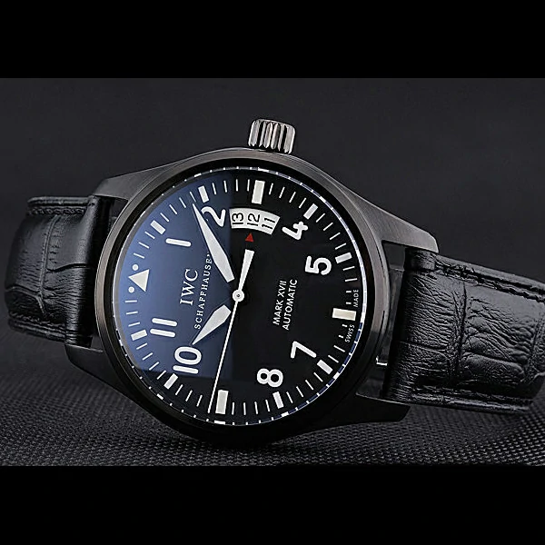 IWC Mark XVII Black Steel Case Black Dial Black Leather Bracelet new60593