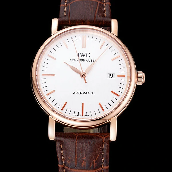 IWC Portofino Gold Case White Dial Brown Leather Bracelet new60594