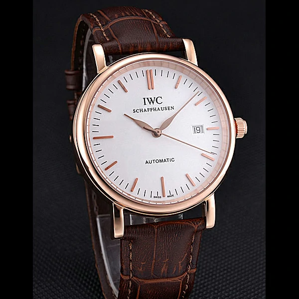 IWC Portofino Gold Case White Dial Brown Leather Bracelet new60594