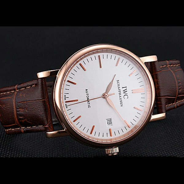 IWC Portofino Gold Case White Dial Brown Leather Bracelet new60594