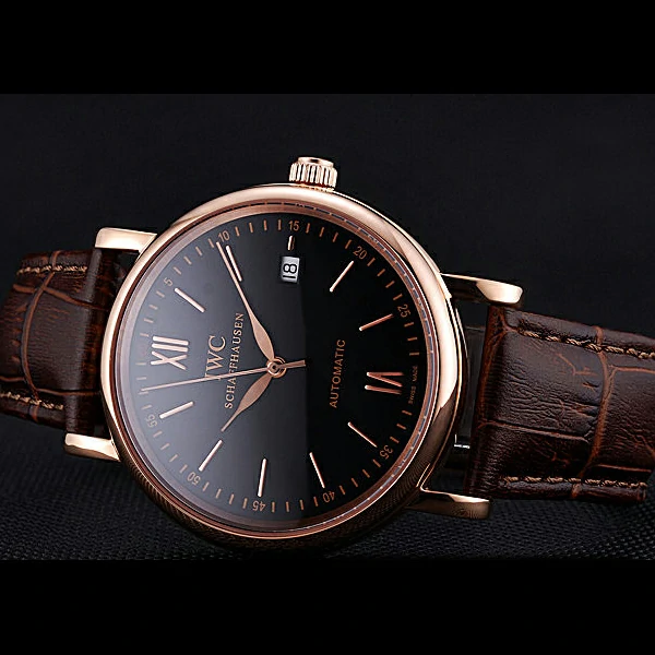 IWC Portofino Gold Case Black Dial Brown Leather Bracelet new60595