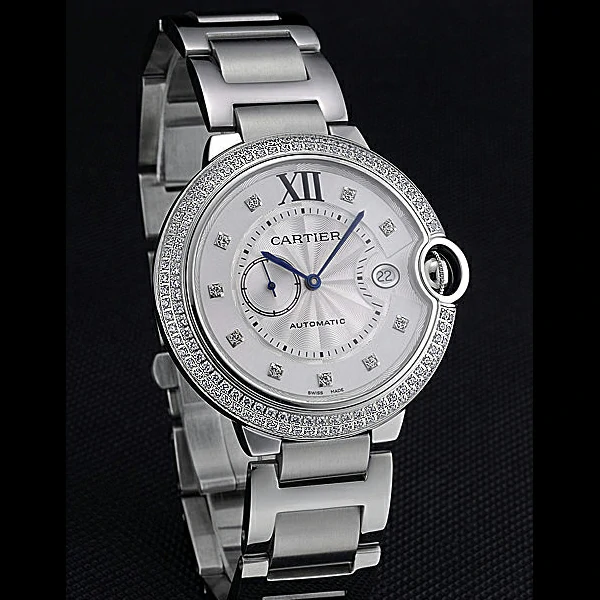 Cartier Ballon Bleu Diamond Case White Dial Stainless Steel Bracelet new60599