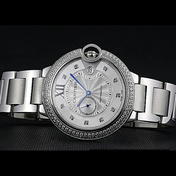 Cartier Ballon Bleu Diamond Case White Dial Stainless Steel Bracelet new60599