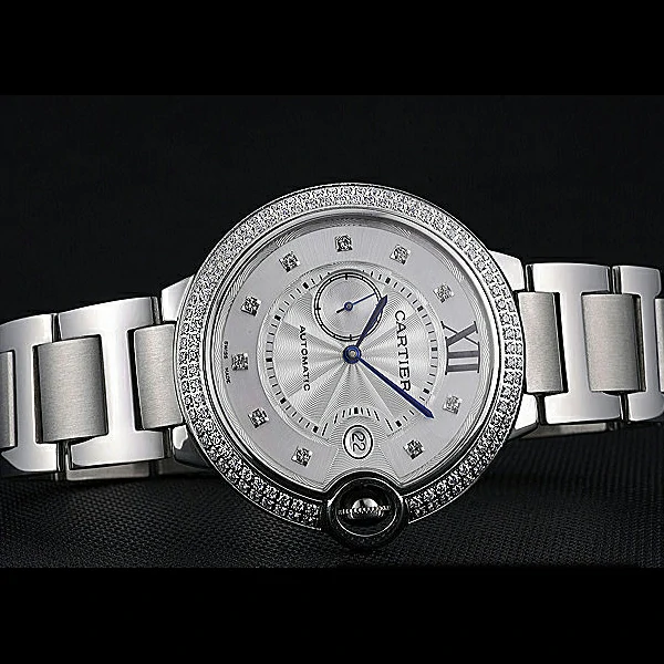 Cartier Ballon Bleu Diamond Case White Dial Stainless Steel Bracelet new60599